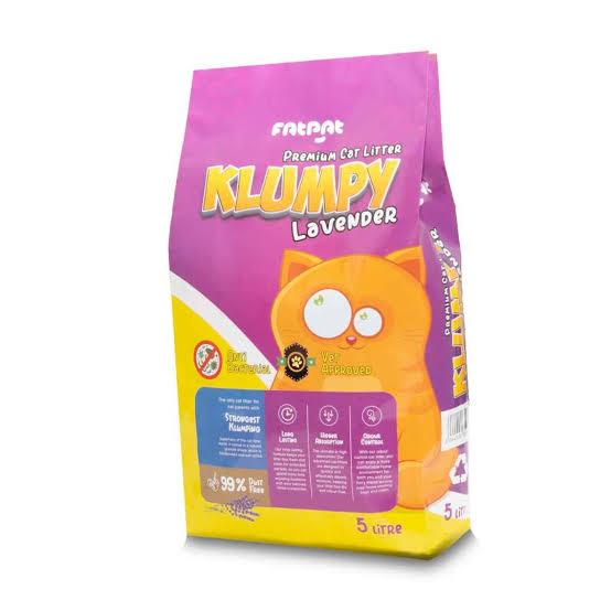super-klumpy-lavender-cat-litter A bag of Super Klumpy cat litter with a lavender scent, a premium clumping formula made from bentonite.