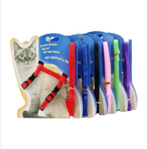 Comfortable cat and dog harness with leash for safe outdoor walks.