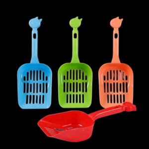 A premium cat litter scoop with a wide shovel, a heavy-duty design, and an ergonomic handle, made from durable black plastic.