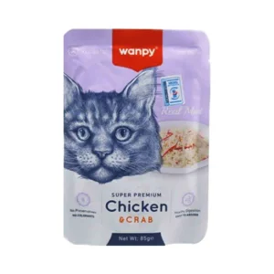 Wanpy Wet Food Jelly Price: Chicken & Crab Cat Treat. High-moisture, Omega-3 rich formula.