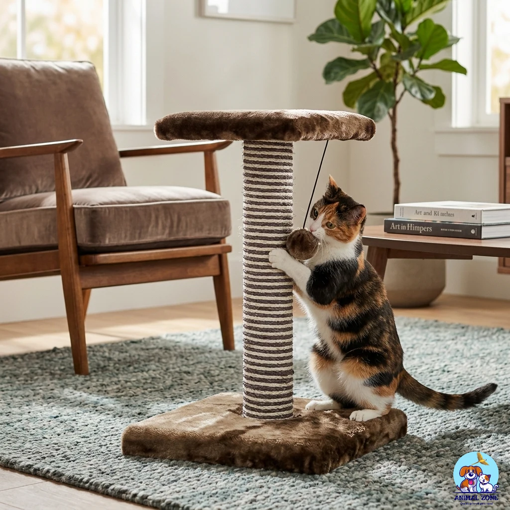 Best Cat Scratcher Pakistan - Single Pole Stand 20.4-inch best cat scratcher Pakistan with top stand and blue base