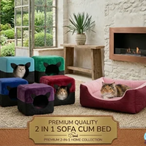 cat beds pakistan - 2-in-1 soft kitten house for sale in pink blue purple yellow green